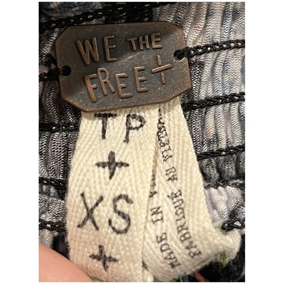 WE THE FREE Off The Shoulder Boho Black Multicolor Blouse - Picture 3 of 5